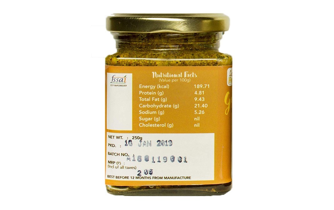 Fore Health Golden Pickle Turmeric Ginger Garlic With Mustard Oil   Glass Jar  250 grams